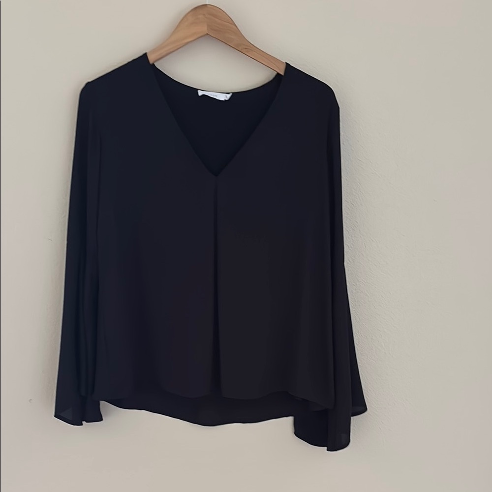Lush Black Flutter Sleeve Blouse